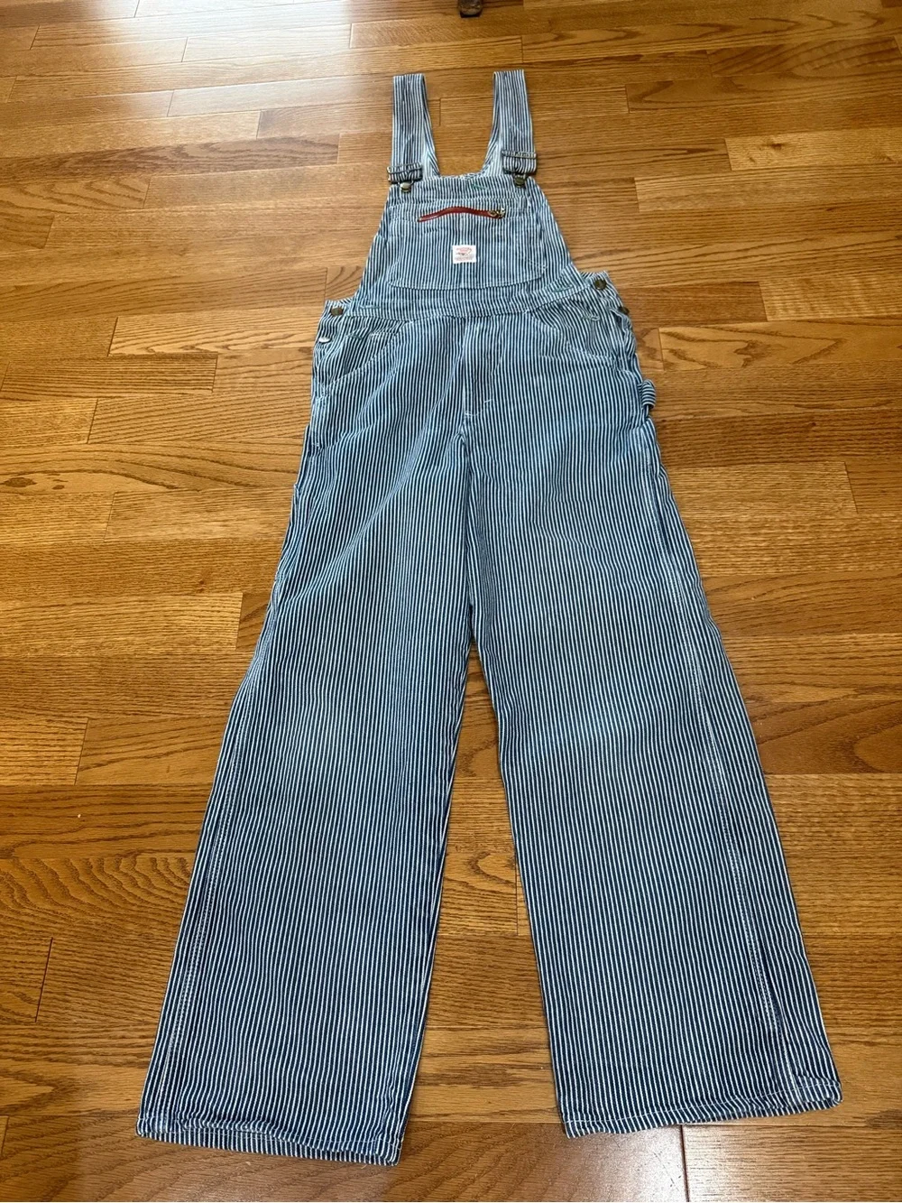 Striped Denim Overalls - Carpenter Style unisex 28x30 - Picture 1 of 4